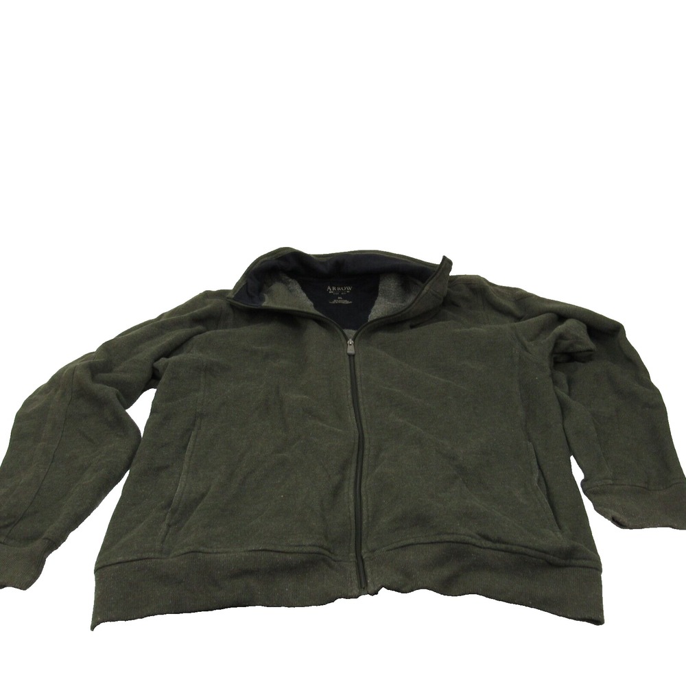 Arrow Mens Green Full-Zip Sueded-Fleece-Jacket. Size‎ XL Cotton Blend